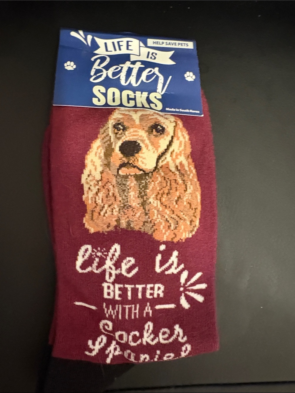 Life is Better Maroon Cocker Spaniel Dog Socks